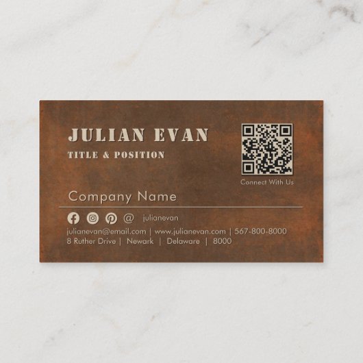 Rustiek Iron Bold Stencil Mannelijk Metaal Visitekaartje (Achterkant)