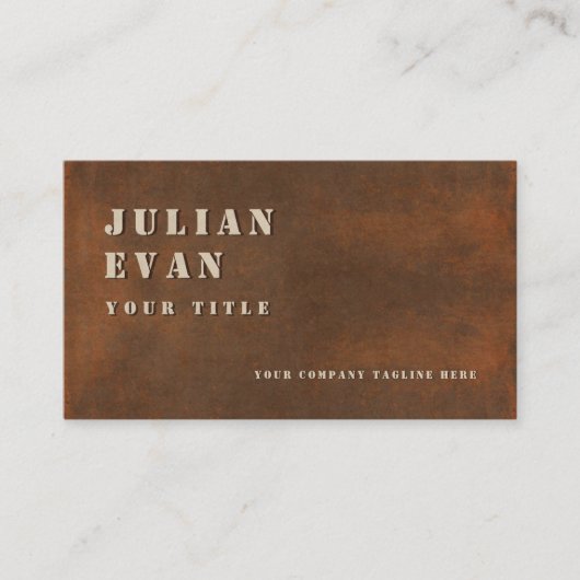 Rustiek Iron Bold Stencil Mannelijk Metaal Visitekaartje (Voorkant)