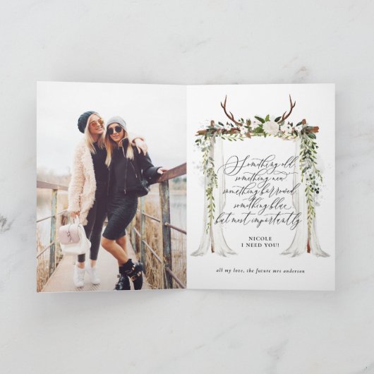 Rustiek is mijn bruidsmeisje kaart (Binnen)