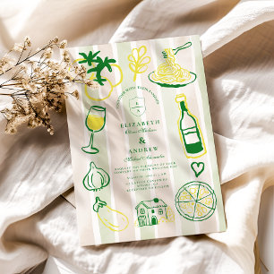 Rustiek Italiaans eten bruiloft Waterverf Kaart