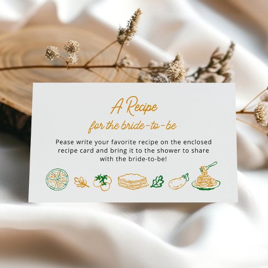 Rustiek Italiaans Vrijgezellenfeest Recept aanvraa Informatiekaartje