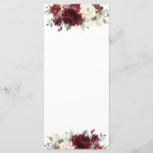 Rustiek Ivoor Bourgondië Bloemen Trouwmenu Programmakaart (Achterkant)