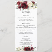Rustiek Ivoor Bourgondië Bloemen Trouwmenu Programmakaart (Voorkant)
