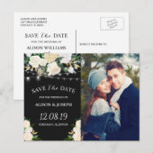 Rustiek Ivoor Goud Bloemen Save the Date Foto Aankondigingskaart (Voorkant / Achterkant)