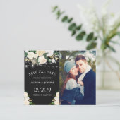 Rustiek Ivoor Goud Bloemen Save the Date Foto Aankondigingskaart (Staand voorkant)