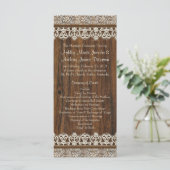 Rustiek  Ivoor Lace Wood Wedding Program Programmakaart (Staand voorkant)