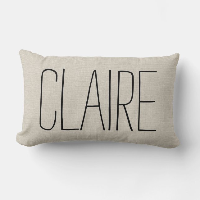 Rustiek Ivoor Naam Monogram Kussen (Voorkant)