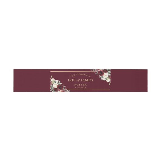 Rustiek Ivoor Rood Bourgondië Bloemengroen Huwelij Uitnodigingen Wikkel (Vlak)