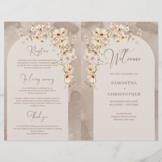 Rustiek ivoor Wildbloemen Boho boog gevouwen progr (Voorkant)