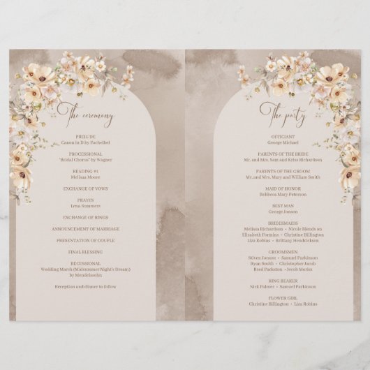 Rustiek ivoor Wildbloemen Boho boog gevouwen progr (Achterkant)