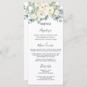Rustiek Ivoor Wit Bloemen Eucalyptus Bruiloft Menu (Voorkant / Achterkant)