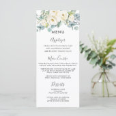 Rustiek Ivoor Wit Bloemen Eucalyptus Bruiloft Menu (Staand voorkant)