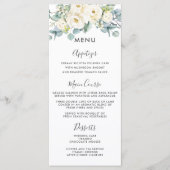 Rustiek Ivoor Wit Bloemen Eucalyptus Bruiloft Menu (Voorkant)