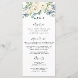 Rustiek Ivoor Wit Bloemen Eucalyptus Bruiloft Menu