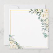 Rustiek Ivoor Wit Bloemen Eucalyptus Goud Bruiloft Kaart (Achterkant)