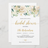 Rustiek Ivoor wit bloemen goud groen bruids Kaart (Voorkant / Achterkant)
