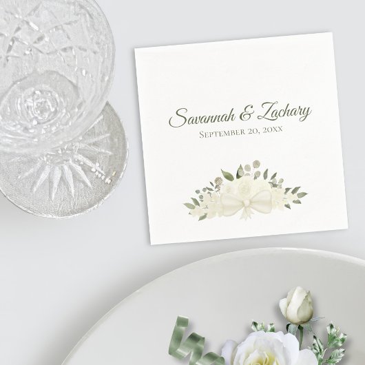 Rustiek Ivoor Wit Boho Bloemen Boeket Bruiloft Servet