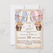 Rustiek Jongen of meisje roze blauw beer Geslacht Kaart (Voorkant)