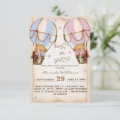 Rustiek Jongen of meisje roze blauw beer Geslacht Kaart (Staand voorkant)