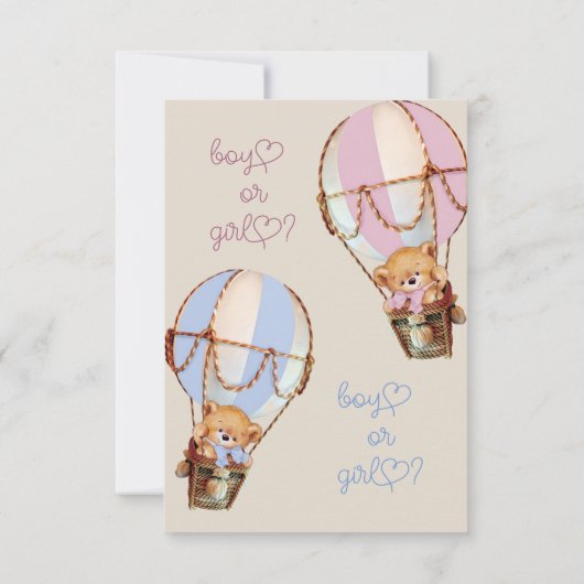 Rustiek Jongen of meisje roze blauw beer Geslacht Kaart (Achterkant)