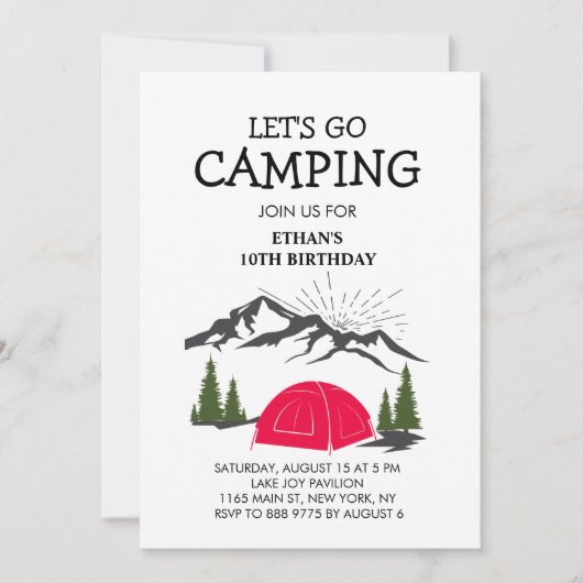 Rustiek Kamp Sleepover Verjaardagsfeest Kaart (Voorkant)