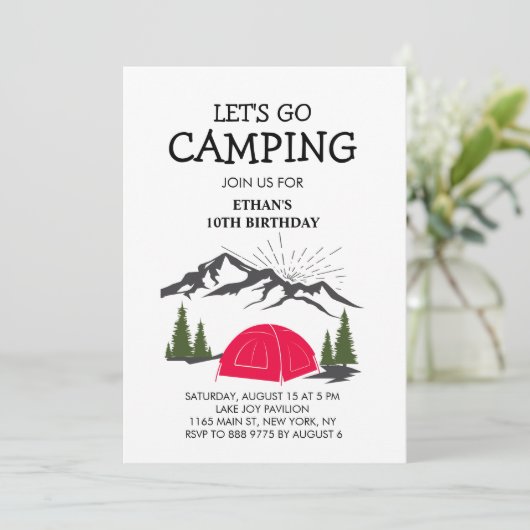 Rustiek Kamp Sleepover Verjaardagsfeest Kaart (Staand voorkant)