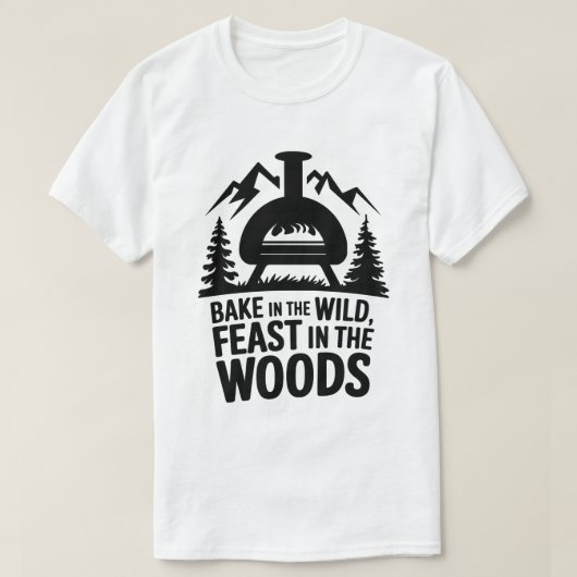 Rustiek kampvuur bakken wild bos ontwerp t-shirt (Design voorkant)