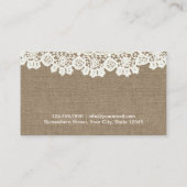  rustiek kant & burlap evenement planning ambacht visitekaartje (Achterkant)