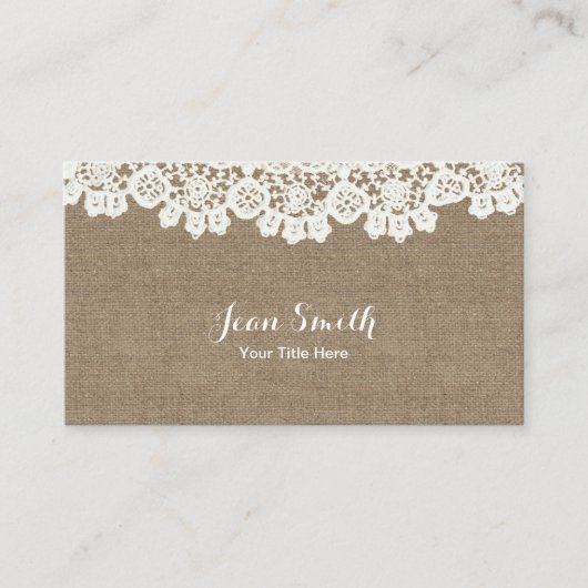  rustiek kant & burlap evenement planning ambacht visitekaartje (Voorkant)