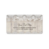 Rustiek  Kant & Hout Bruiloft Adres Label (Voorkant)