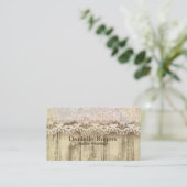 Rustiek  kant & houten Antiek Visitekaartje (Staand voorkant)