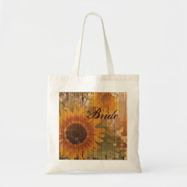 rustiek karton land zonnebloem bruid tote bag