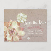 Rustiek Karton Succulenten Bruiloft Save the Date Aankondigingskaart (Voorkant)