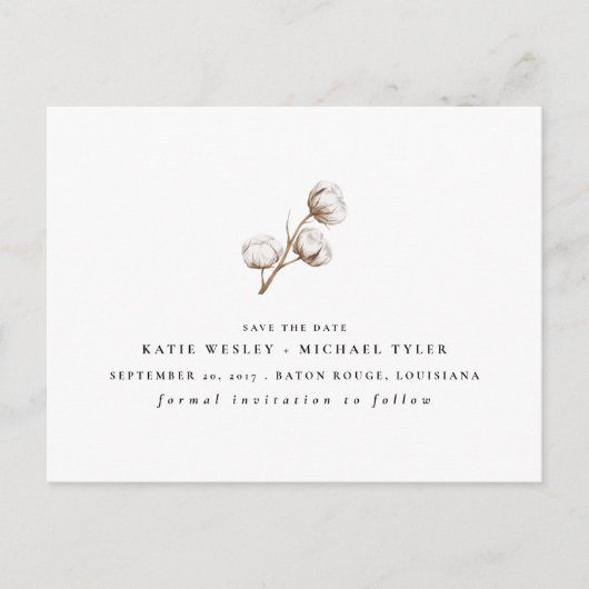 Rustiek katoen aankondigingskaart (Voorkant)