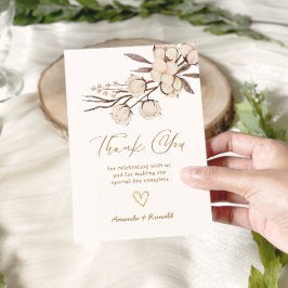 Rustiek Katoen Bloemen Bruiloft Bedankkaart