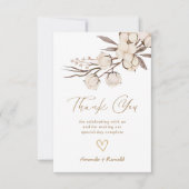Rustiek Katoen Bloemen Bruiloft Bedankkaart (Voorkant)