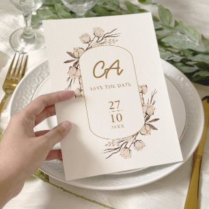 Rustiek Katoen Bloemen Bruiloft Save The Date