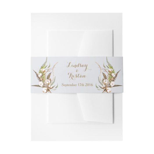 Rustiek Katoen Bloemen Bruiloft Uitnodigingen Wikkel (Voorkant Voorbeeld)