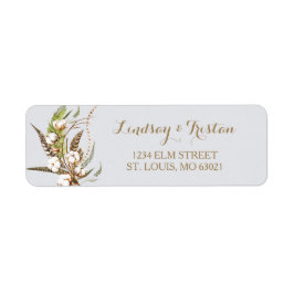 Rustiek Katoen Bloemen Veer Vrijgezellenfeest Etiket