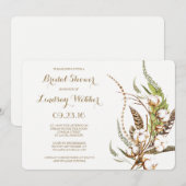 Rustiek Katoen Bloemen Veer Vrijgezellenfeest Kaart (Voorkant / Achterkant)