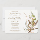 Rustiek Katoen Bloemen Veer Vrijgezellenfeest Kaart (Voorkant)