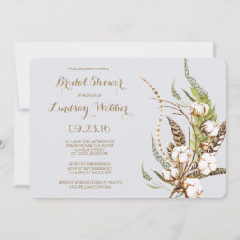 Rustiek Katoen Bloemen Veer Vrijgezellenfeest Kaart