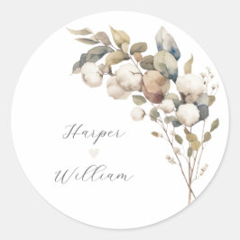 Rustiek katoen & Eucalyptus bruiloft Ronde Sticker