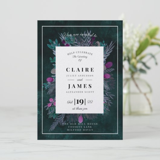 Rustiek Keltisch gebladerte, Moody hand geschilder Feestdagenkaart (Staand voorkant)