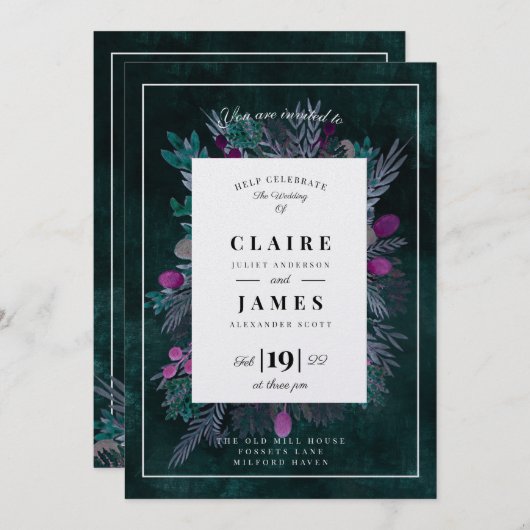 Rustiek Keltisch gebladerte, Moody hand geschilder Feestdagenkaart (Voorkant / Achterkant)