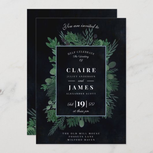 Rustiek Keltisch gebladerte, Moody hand geschilder Feestdagenkaart (Voorkant / Achterkant)