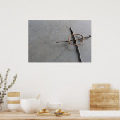 Rustiek Keltisch kruis van stokken en wijnstokken Poster (Keuken)