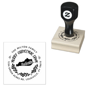 Rustiek Kentucky Vrolijk Kerstmis Retouradres Rubberstempel