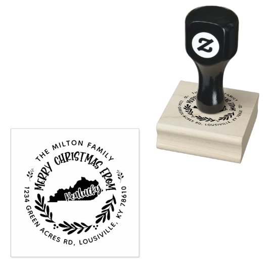 Rustiek Kentucky Vrolijk Kerstmis Retouradres Rubberstempel (Gestempeld)