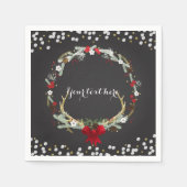 Rustiek Kerst Antler krans feestdag Servet (Voorkant)